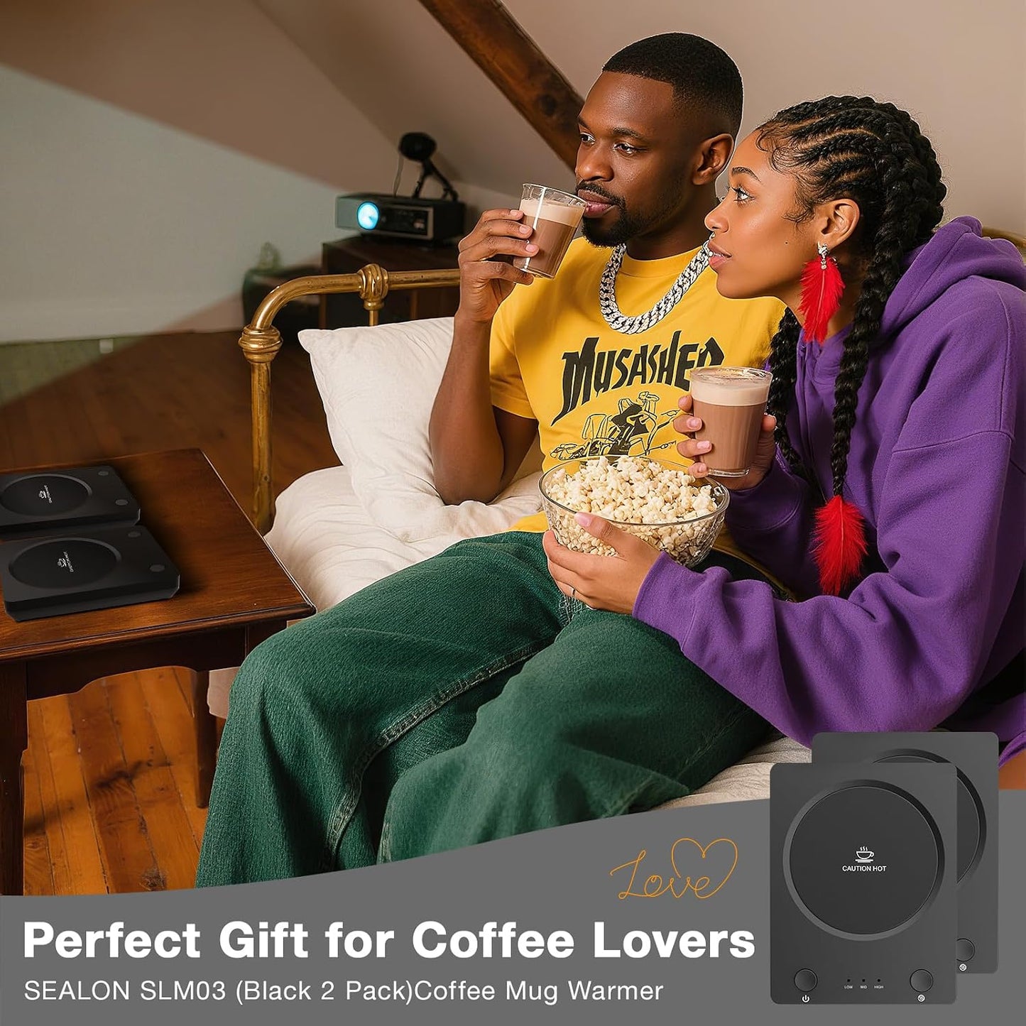 SEALON SLM03 Electric Coffee Mug Warmer - 3-Temperature Desk Cup Warmer with Auto Shut-Off (4 Hours) for Heating Coffee, Tea, Milk & Beverages