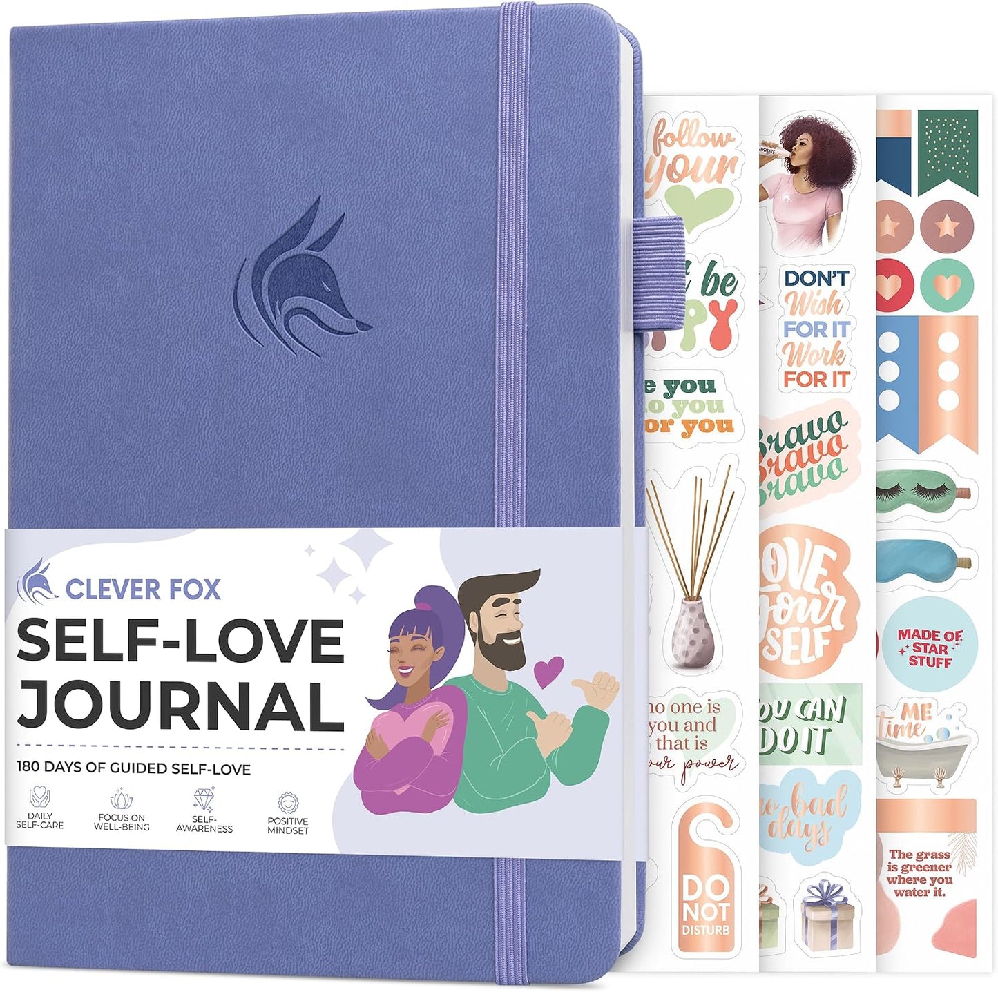 Clever Fox Self-Love Journal for Women, Gratitude, Positivity, Aquamarine | 6-month daily mental health journal with stickers, self-care, anxiety therapy, life & wellness planner for teens & adults