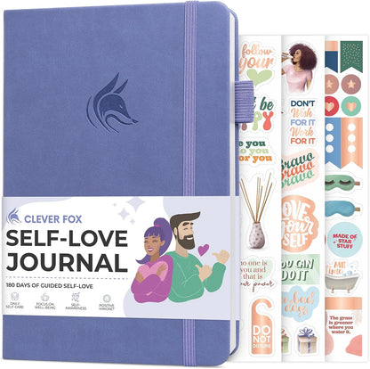 Clever Fox Self-Love Journal for Women, Gratitude, Positivity, Aquamarine | 6-month daily mental health journal with stickers, self-care, anxiety therapy, life & wellness planner for teens & adults