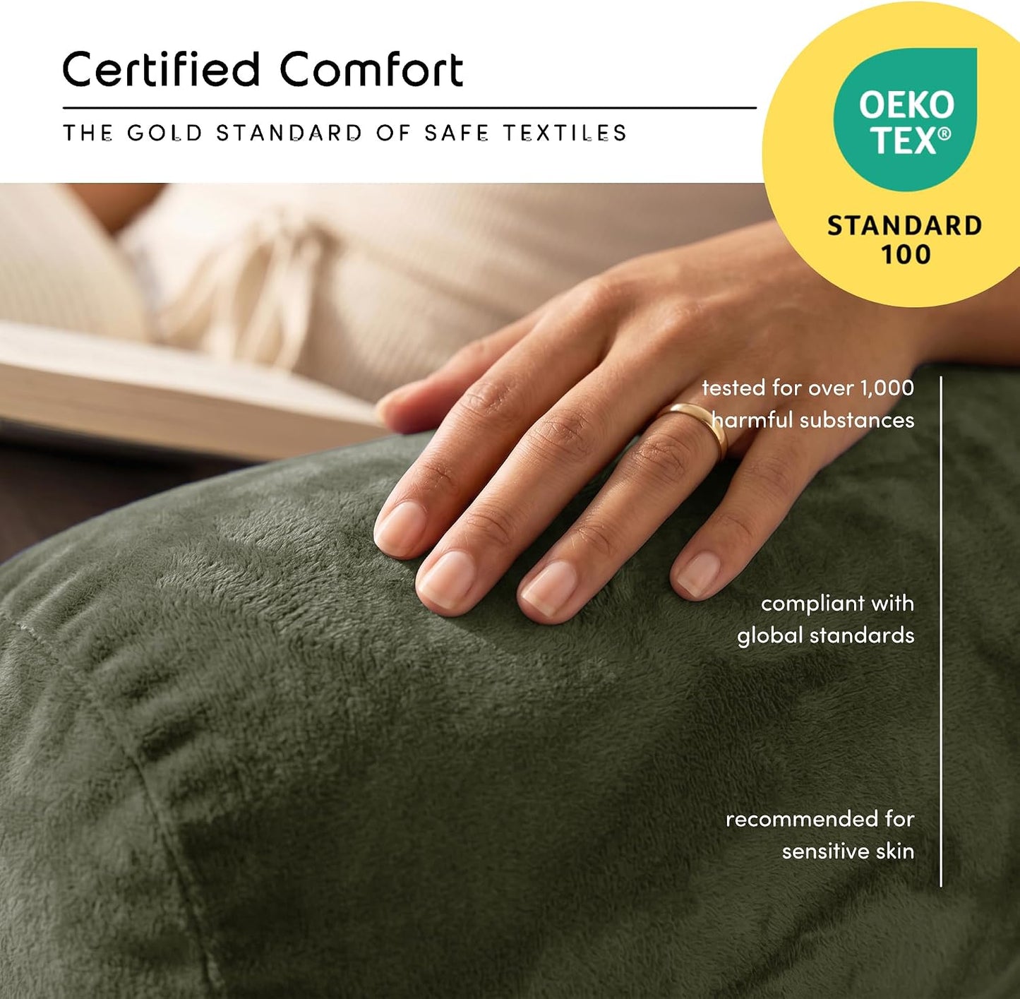 Nestl Reading Pillow with Shredded Memory Foam, Designed for Sitting Up in Bed and Couch, Back and Arms Adjustable Support for Adult & Teens Backrest Pillows for Reading, with Washable Cover Dark Grey