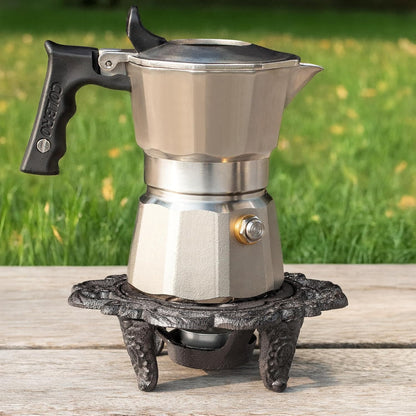 6.1 Inches Cast Iron Teapot Warmer Dish Cups Trivet,Flower-Shaped Design with Tealight Holder - Heavy Duty & Decorative Candle Holder Stands for Heat Food Coffee Milk or Tea