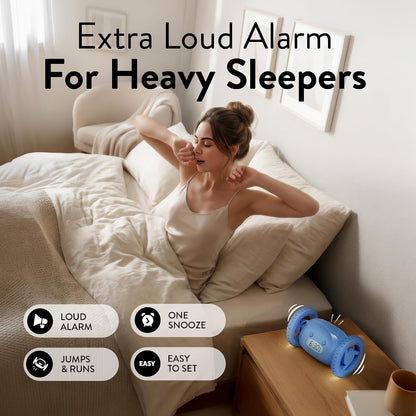 CLOCKY Alarm Clock on Wheels – Loud Rolling Alarm Clock for Heavy Sleepers