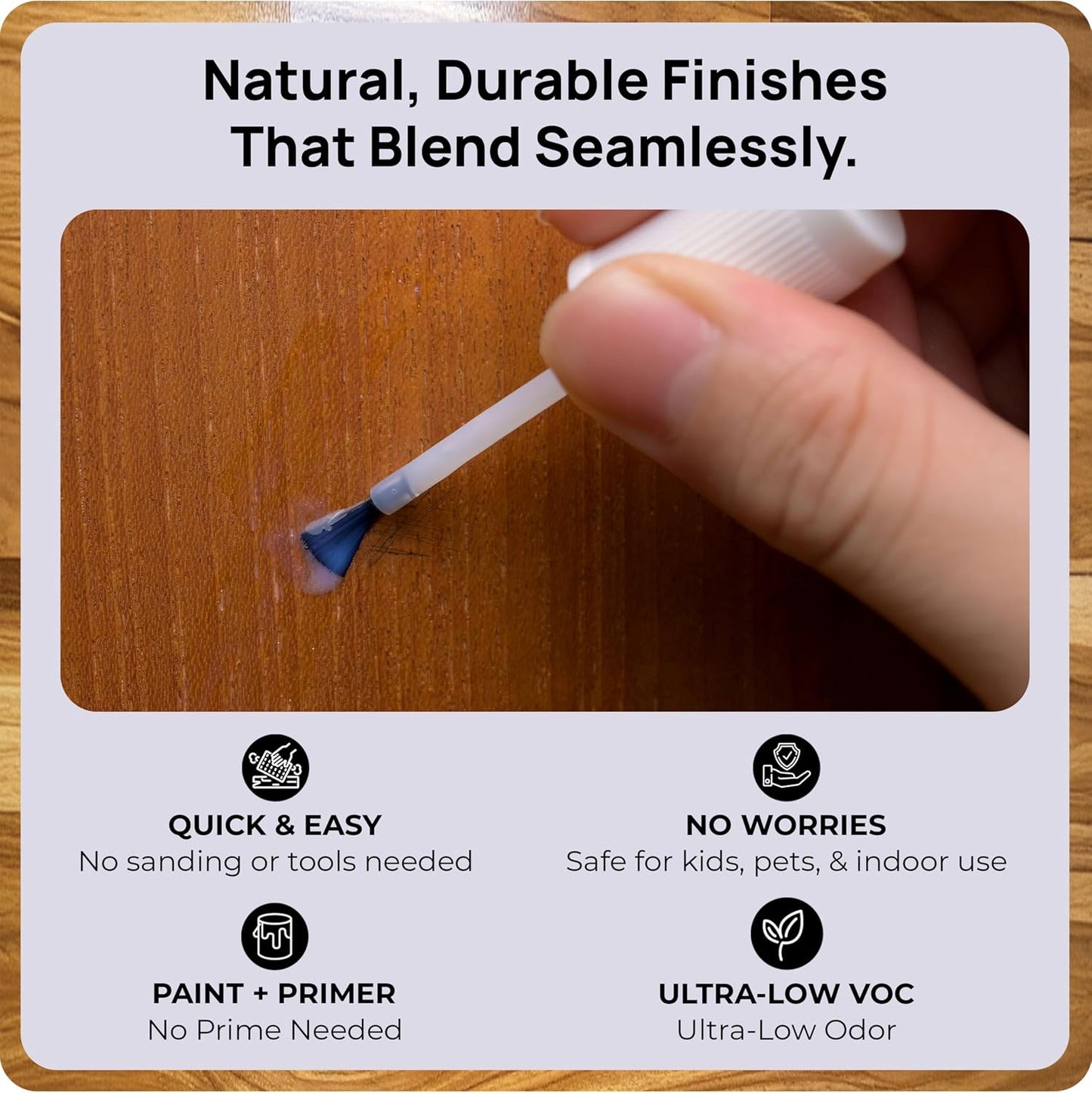 Light Brown Wood Stain Repair Kit, Brush-On Touch-Up Stain Bottles, Golden Oak, Early America, Cherry, Red Oak, Interior and Exterior Wood, 4 fl oz Total by spot.