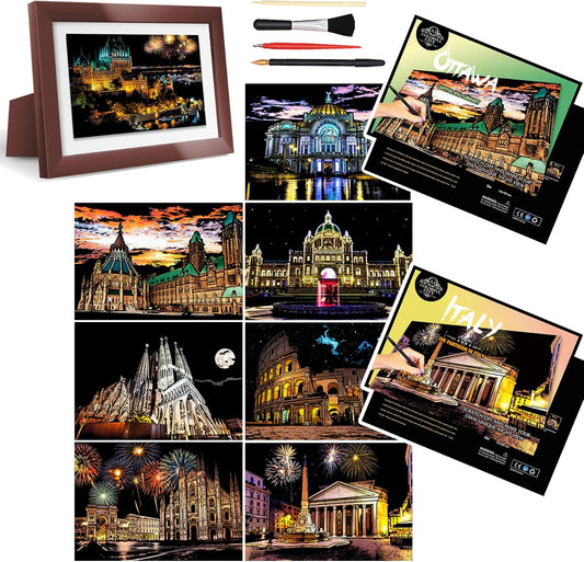 Scratch Paper Art Scratch Painting for Adults/Teens Colorful City Series 4