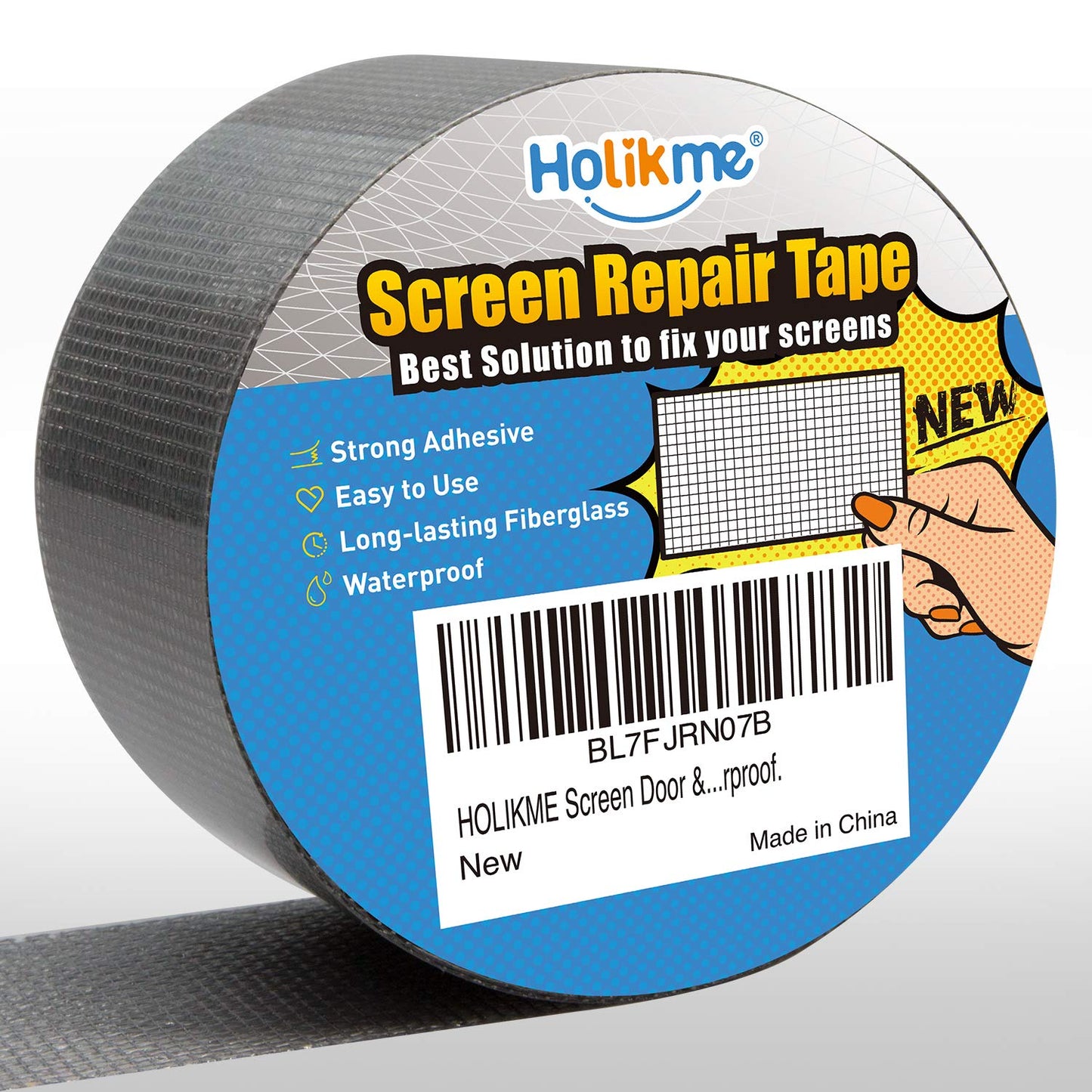 Holikme Window Screen Repair Tape, Door Window Fly Lanai Screen Repair kit Patch Tape Strong Adhesive Long Lasting Fiberglass Covering Wire Mesh Repair Tape Seal for Repair Holes Tears 2"W×80"L, Grey