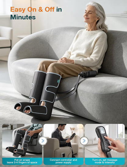ALLJOY Leg Massager for Circulation and Pain Relief FSA,Gifts for Men Women | Leg Massager with Heat and Compression Helpful for Vericose Veins, Fatigue, Cramps, Swelling, Edema