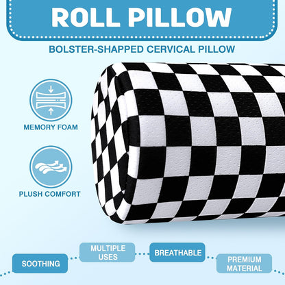 Neck Roll Pillow for Sleeping,Ergonomic Cylinder Tube Pillows for Cervical Spine and Neck Support,Versatile Roll Pillow for Bed,Office,and Travel,Memory Foam Bolster with Washable Cover