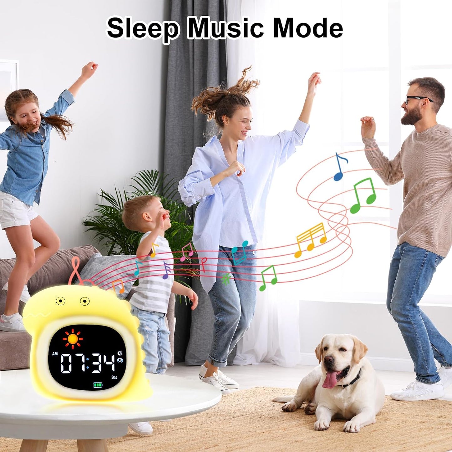 Kids Alarm Clock, Sunrise Alarm Clock with Night Light, LED Display Bedside Clock with Sleep Music Soothing Sounds, Snooze Function, 12/24H, 6 Adjustable Brightness for Bedroom, White Bear