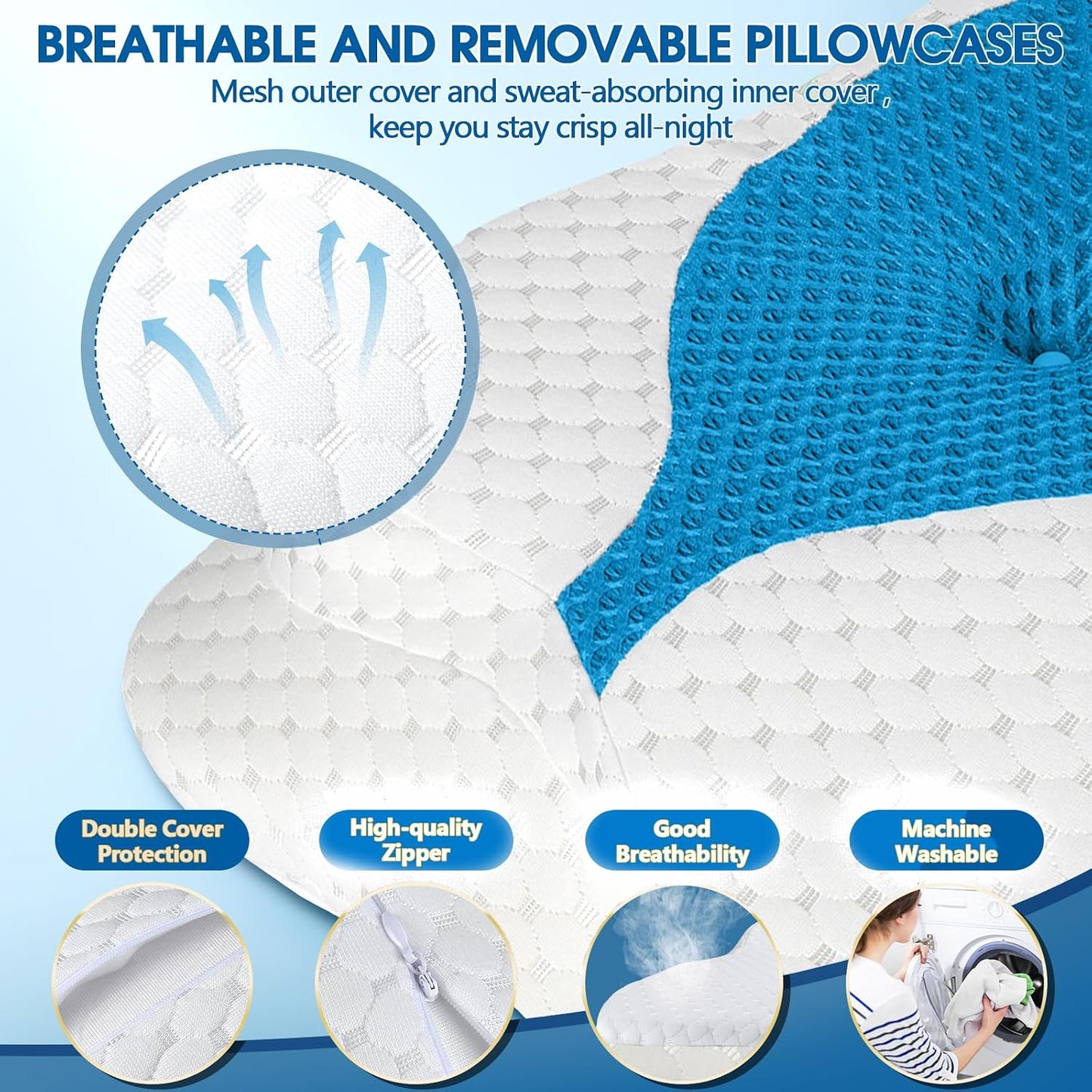 CHxxy Memory Foam Pillows, Cervical Pillow for Neck & Shoulder Pain Relief | Ergonomic Contour Bed Pillow, Soft for Side Sleep Stomach Sleeping and Back Sleeper-Queen Size&Grey