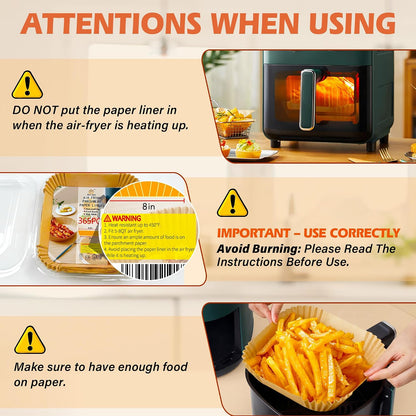 Air Fryer Liners, 8" Parchment Paper for 5-8 QT | Food-Grade Air Fryer Liners Disposable, Oil-Proof, Greaseproof for Baking, Roasting, Microwave Airfryer Baskets Accessories
