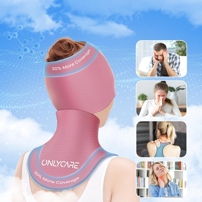 ONLYCARE Migraine Relief Cap, Headache Relief & Neck Ice Pack Wrap Gel Set | Upgrade Headache Cap and Shoulder Cold Pack, Hot & Cold Compress, FSA-HSA Eligible, Relief of Pain, Swelling, Office Pressure