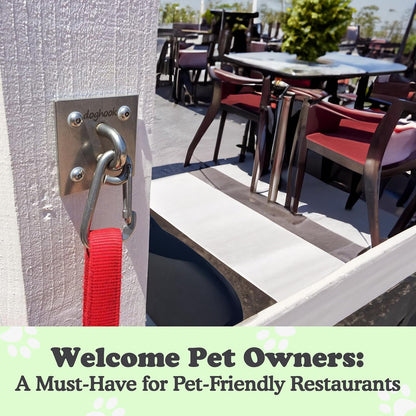 Canine Hitch- Secure Dog Leash Parking Indoor- Outdoor Wall Hook with Clip - Tie Out Stainless Steel - Practical Lead Management for Home & Business