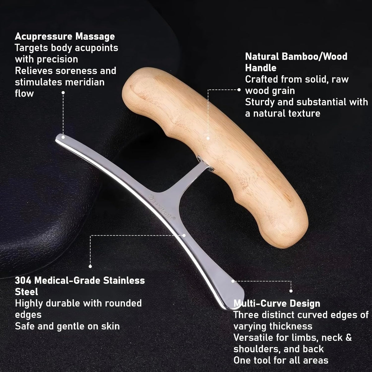 Wooden Handle Gua Sha Massage Fascia Release Tool