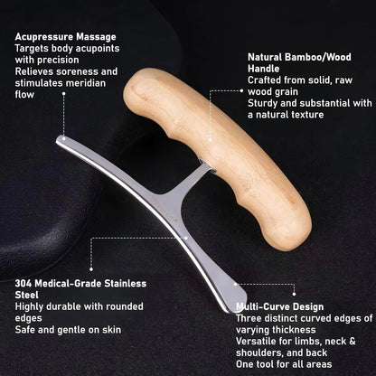 Wooden Handle Gua Sha Massage Fascia Release Tool