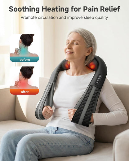 Shiatsu Neck & Shoulder Massager with Heat, Deep Tissue Back Massager