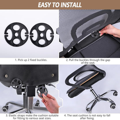 Car Seat Cushion Pad 1.2" Thick Comfort Seat Protector for Car Driver Seat Office Chair Home Use Memory Foam Seat Cushion with Non Slip Bottom, 20'' x 18.5'', Black