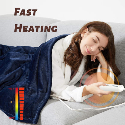 Tefici Heated Blanket Throw,Ultra Soft 2-Layer Flannel Electric Blanket