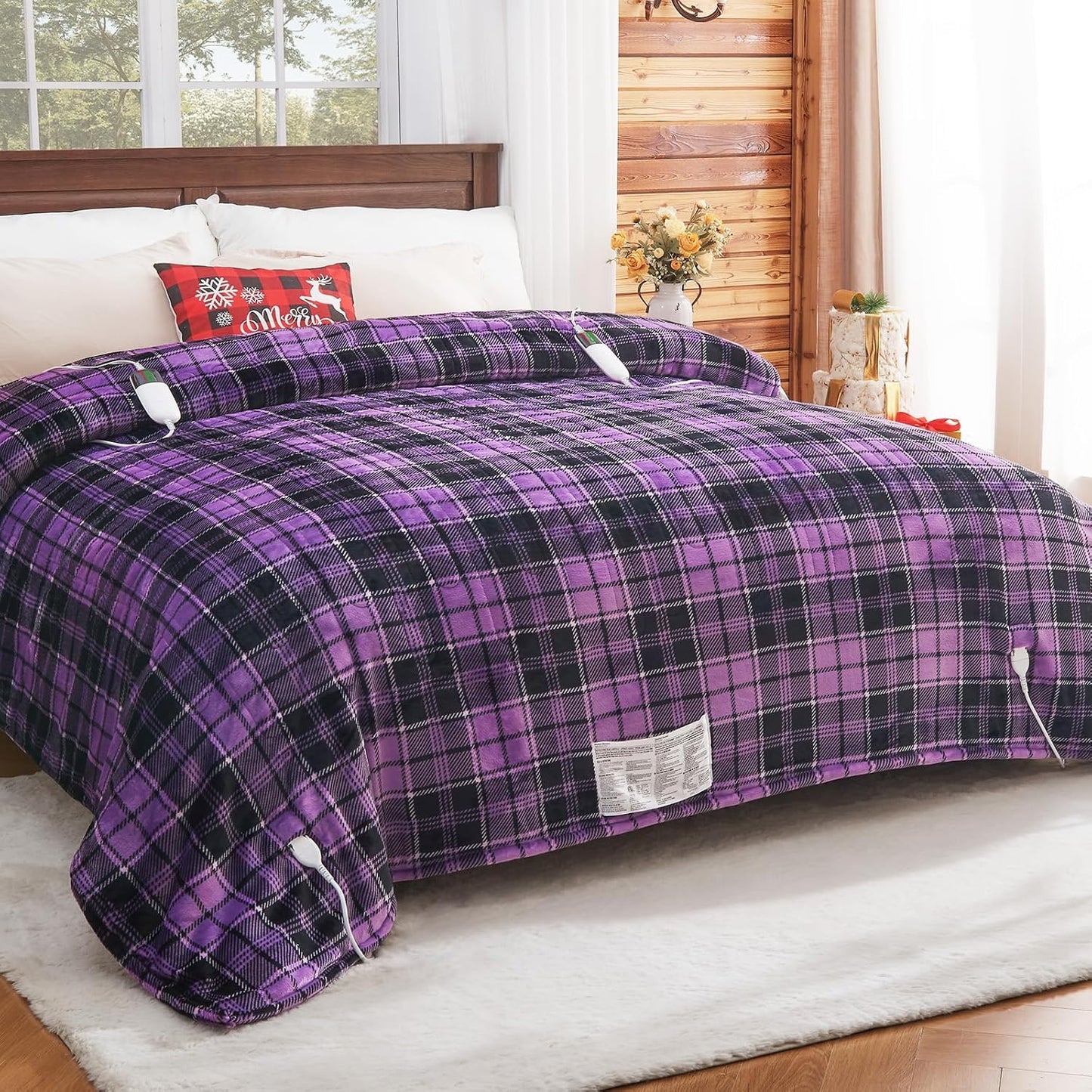Heated Blanket Electric Throw 50X60 Heating Blanket with 10 Heating Levels 8 Hours Auto Off, Blue Plaid Sherpa Blankets Winter Warmer, Home Decor for Couch Bed Office,Gifts for Mom, Women,Washable