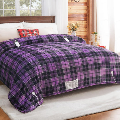 Heated Blanket Electric Throw 50X60 Heating Blanket with 10 Heating Levels 8 Hours Auto Off, Blue Plaid Sherpa Blankets Winter Warmer, Home Decor for Couch Bed Office,Gifts for Mom, Women,Washable