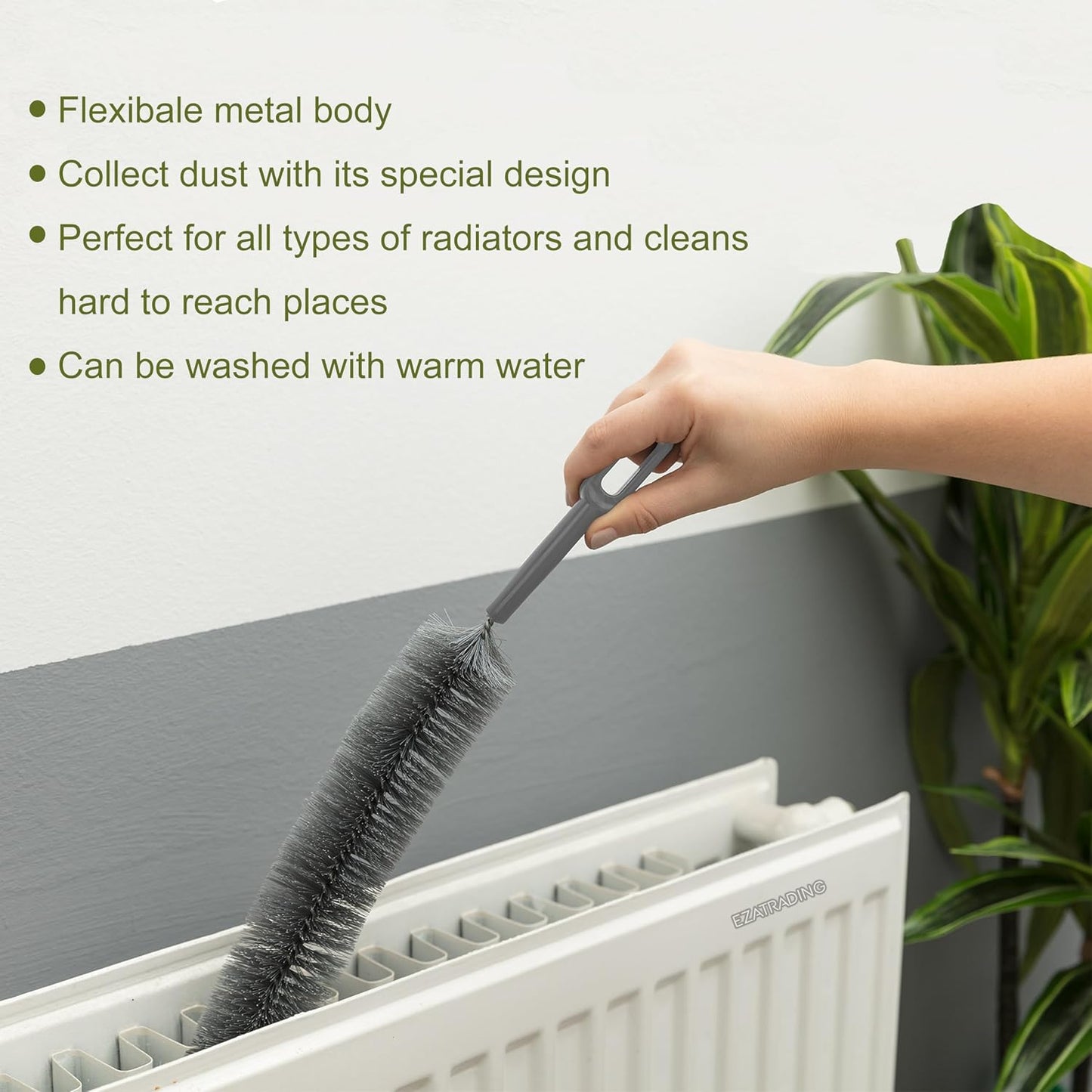 Bristle and Flexible Brush 27 Inch for Clothes Dryer Lint Vent Trap Cleaning, Refrigerator Coil, Drain Pipes and Radiators Cleaning (Plastic Handle - 1 Pack)