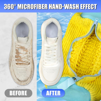 Shoe Bag for Washing Machine, 2 Pack Shoe Laundry Bag | Reusable Shoe Washing Bags for Sneakers, 360° Deep Cleaning, Self-Locking Zipper, Lightweight 160g Design for Washer & Dryer