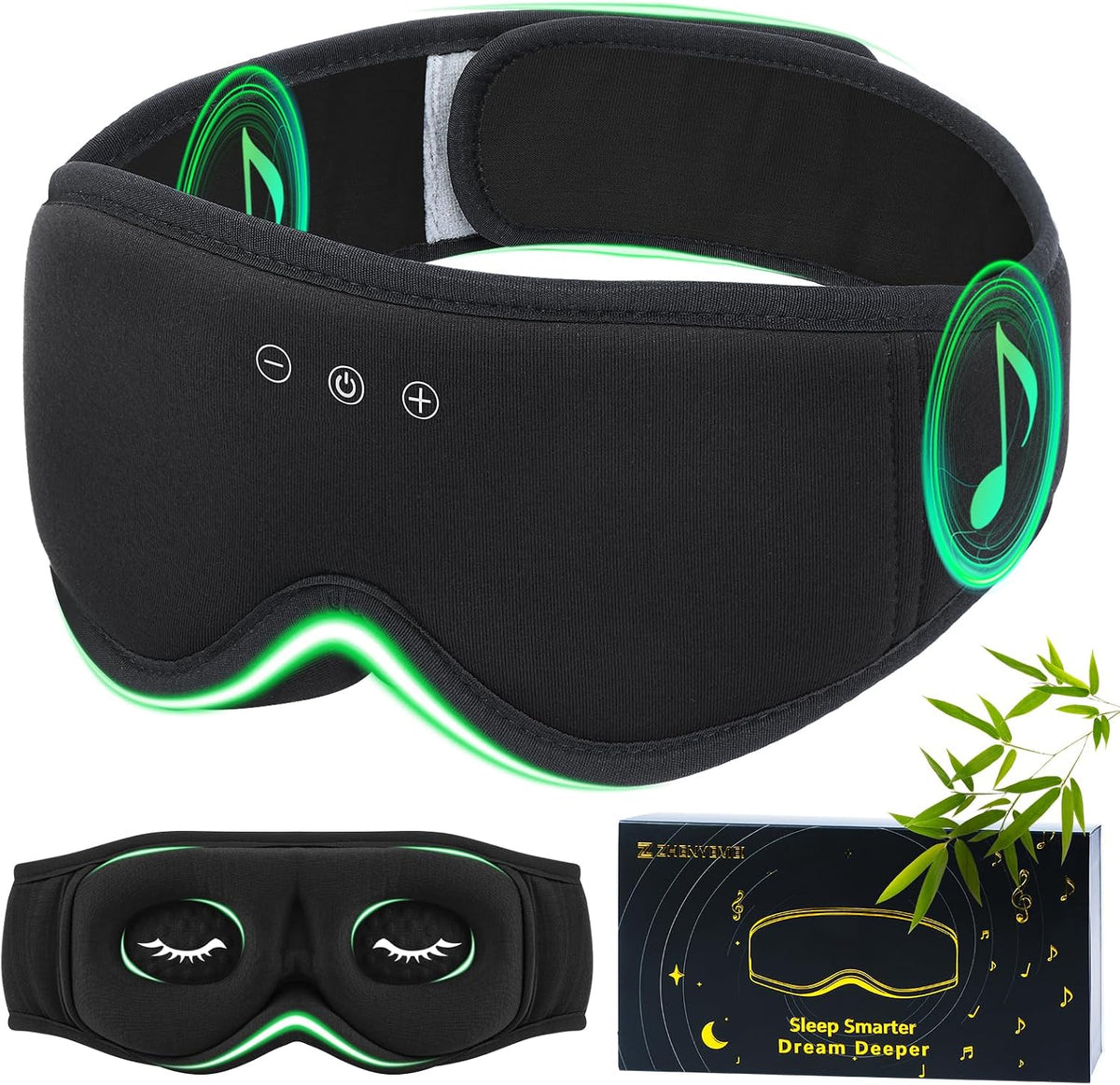 Sleep Mask with Bluetooth 5.4 Headphones, Removable 3D Eye Cups, Timing Sleeping Headphones for Side Sleepers, Wireless Music Eye Mask Speakers for Men, Women, Tech Gifts, Pink