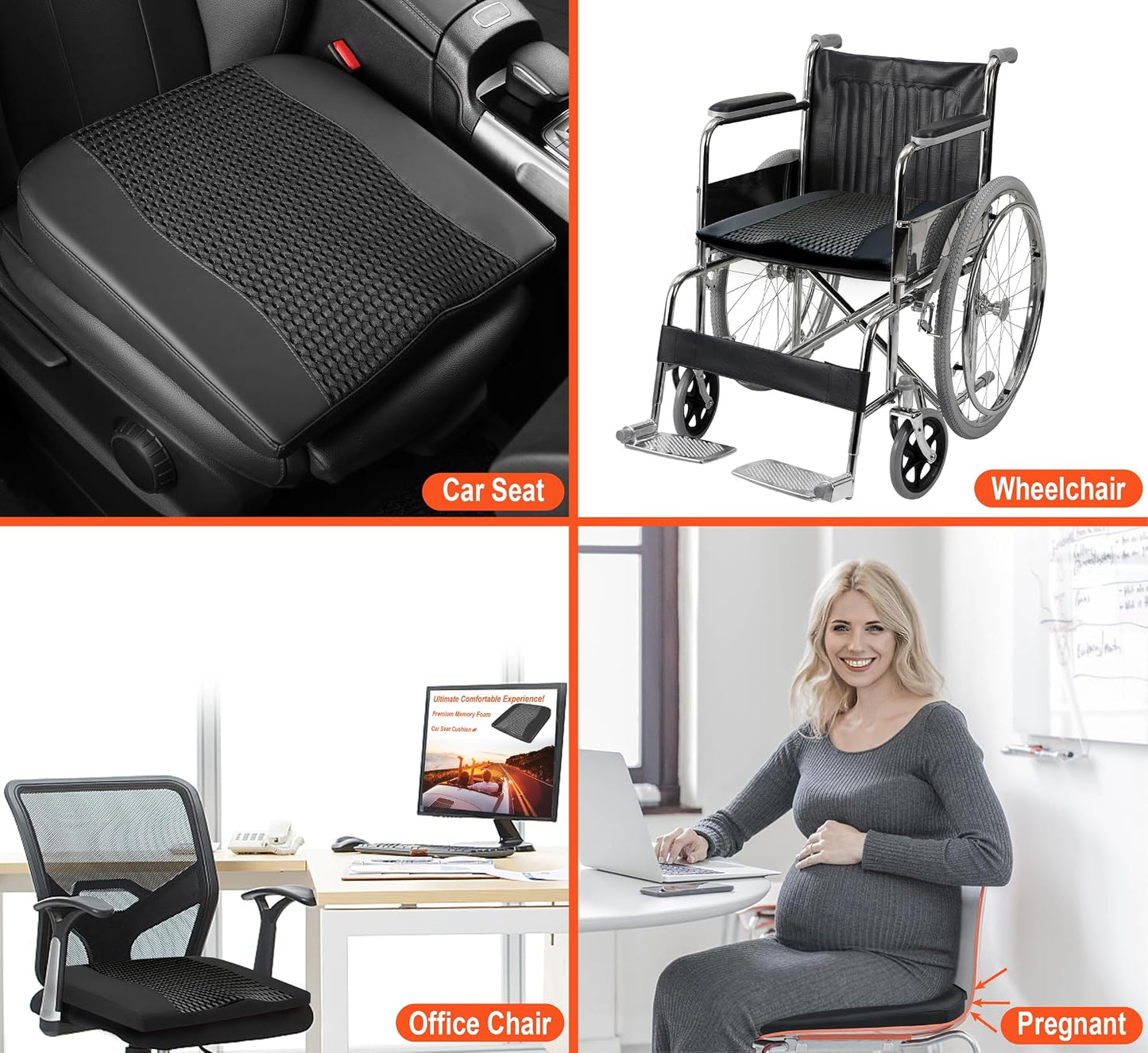 Lofty Aim Car Seat Cushion, Memory Foam Car Seat Cushions for Long Driving | Comfy Car Seat Pillow for Pain Relief, Driver Seat Cushion Adds Height, Butt Cushion for Car, Truck, Office Chair, Black