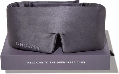 DROWSY Silk Sleep Mask - Face-Hugging, Padded Cocoon for Luxury Sleep in Total Darkness - 100% Pure Mulberry Silk, Skin-Hydrating & Adjustable (Midnight Blue)