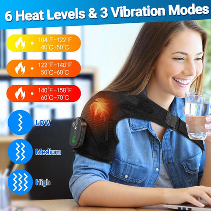 Cordless Shoulder Heating Pad with Massager, FSA Eligible Items List, Heated Shoulder Wrap with 6 Heat & 6 Timer Modes, 3 Vibration, Deep Tissue Pain Relief, Rotator Cuff, HSA Approved Products