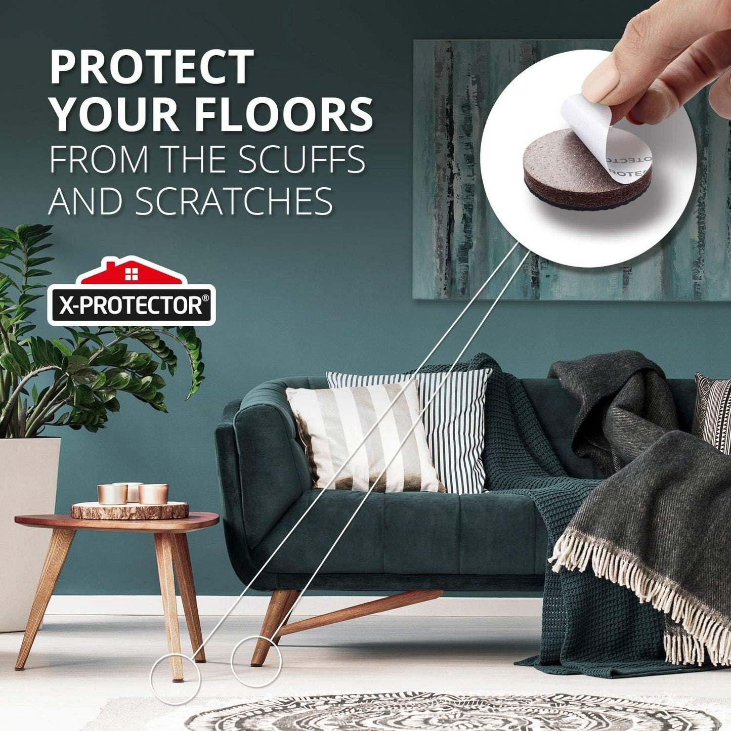 X-PROTECTOR Non Slip Furniture Pads – 12 Premium Furniture Grippers 3"! | Best Self Adhesive Rubber Feet Furniture Feet – Ideal Non Skid Furniture Pad Floor Protectors – Keep Furniture in Place!