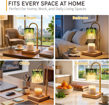 Candle Warmer Lamp with 3 Bulbs, Adjustable Height Dimmable Candle Warmer with Timer, Candle Lamp with Charming Gift Box Ribbon,Birthday Gifts for Women Mom, House Warming Gifts New Home Decor