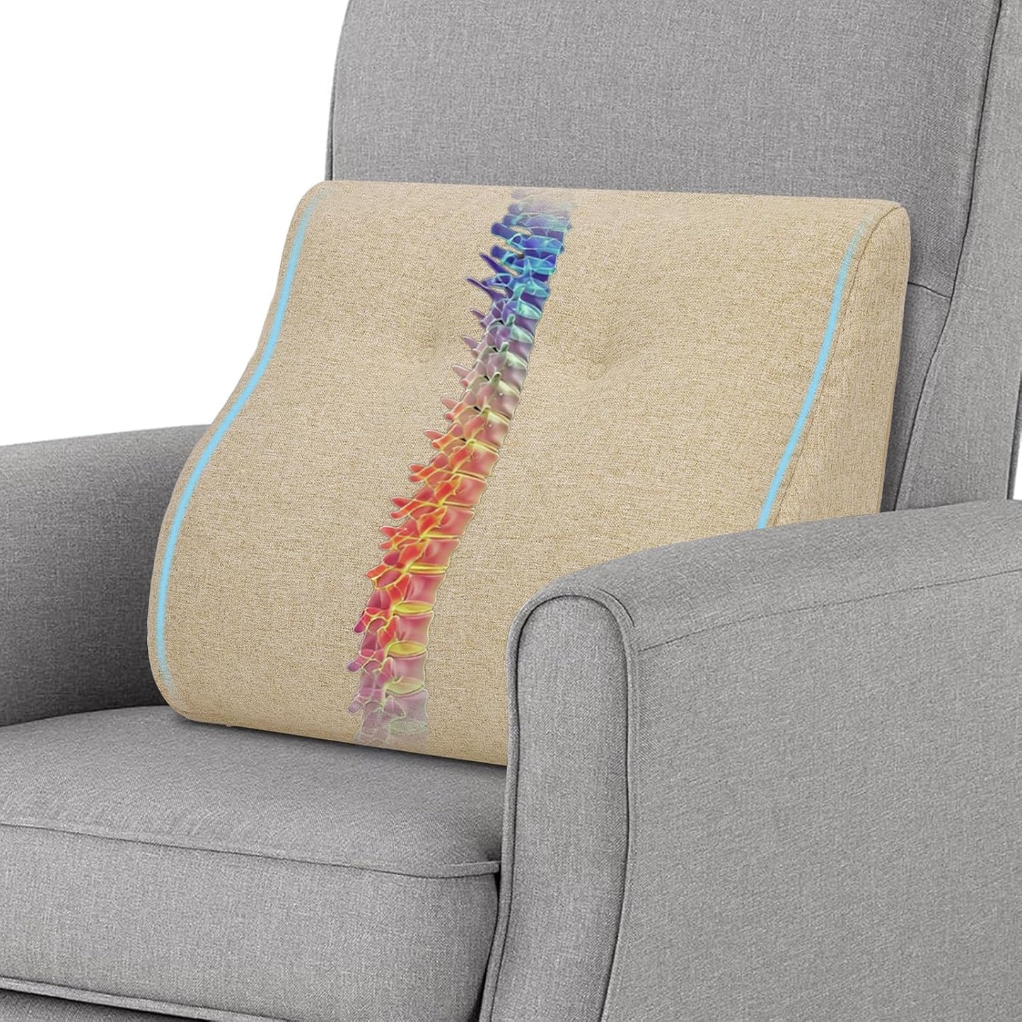 baibu Patented Dual-Layer Memory Foam Lumbar Pillow for Recliner, Brown | Large ergonomic back support for recliners, sofas and gaming chairs, with a removable machine-washable cover.