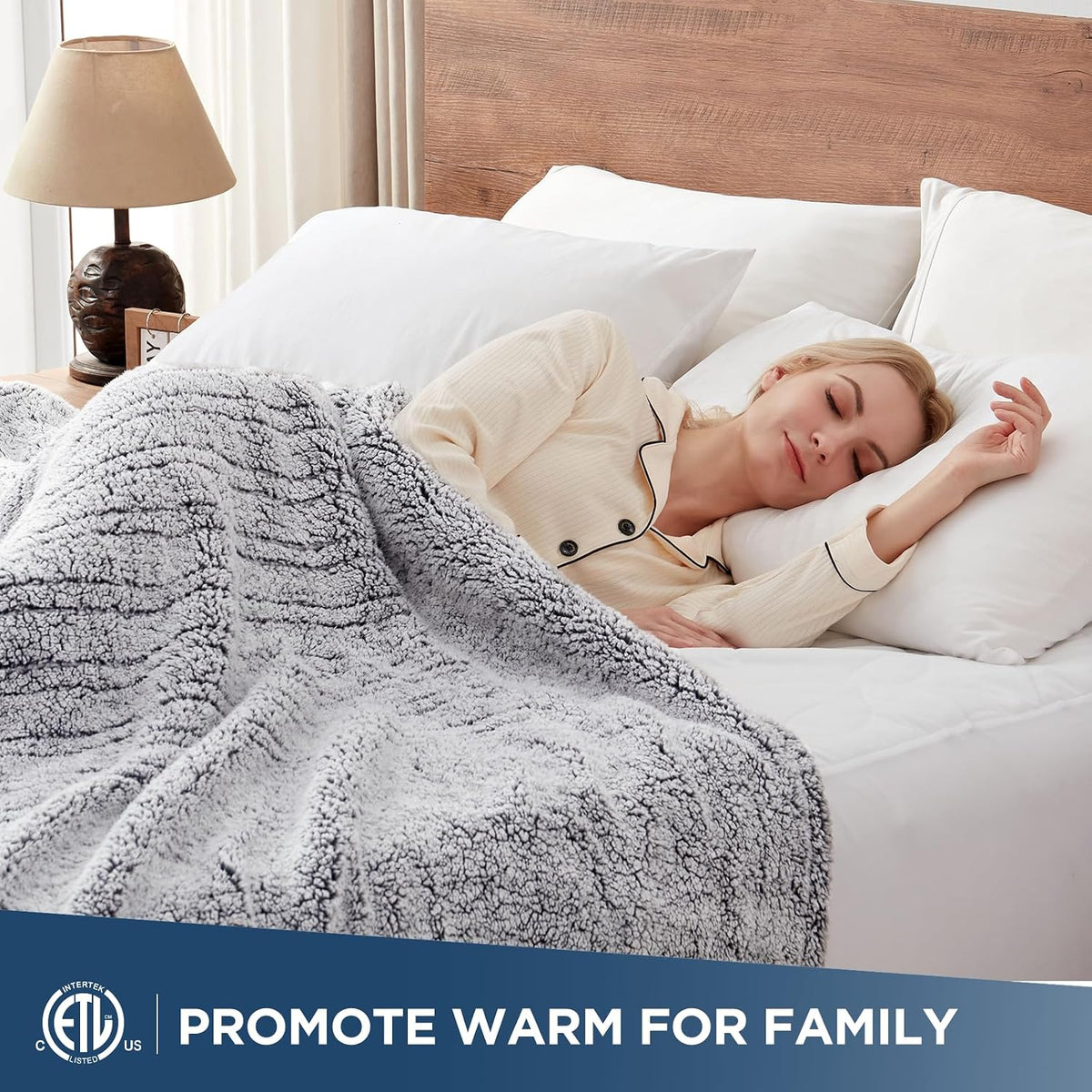 Westinghouse Electric Blanket Heated Throw, 6 Heat Settings, Grey