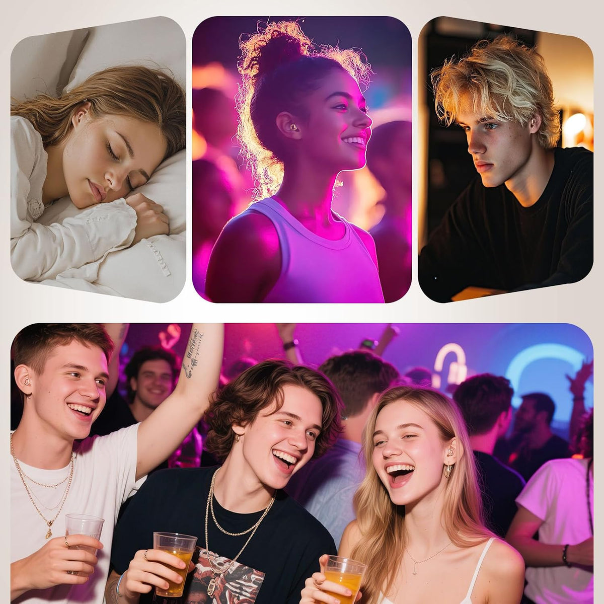 JUSTRVN Ear Plugs for Concert, 2 Pairs of Noise Reduction Earplugs 25dB-30dB with 8 Ear Tips&Carry case,Reusable Hearing Protection earplugs for Sleep,Social,Work,Focus&Noise Sensitivity