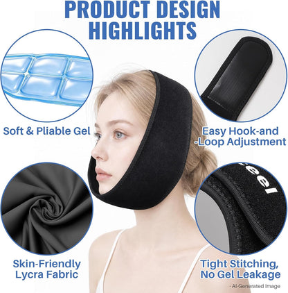 Wisdom Teeth Ice Pack Head Wrap, Jaw Face Ice Pack for Oral Surgery TMJ Relief Tooth Extraction, Reusable Hot & Cold Therapy Pack for Wisdom Teeth Removal Tonsillectomy, Pink