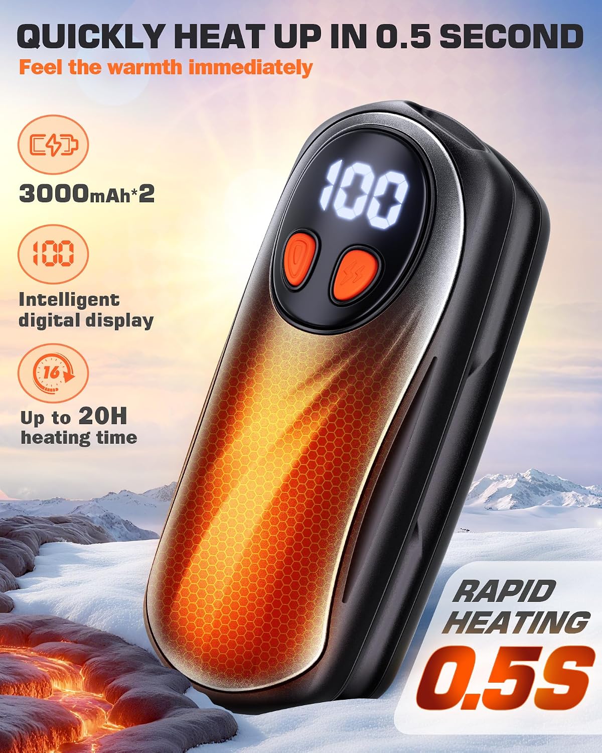Hand Warmers Rechargeable 2 Pack, 6000mAh Electric Hand Warmers, Silver