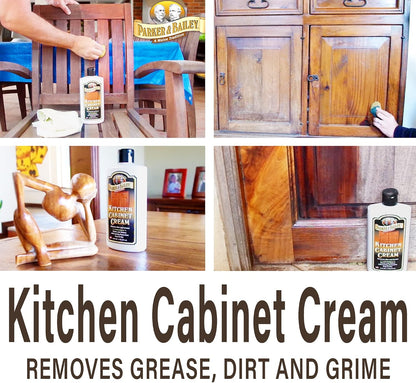 Parker and Bailey Kitchen Cabinet Cream-Wood Cleaner-Grease Remover 16 oz (1) | Wood degreaser that restores and protects cabinets naturally