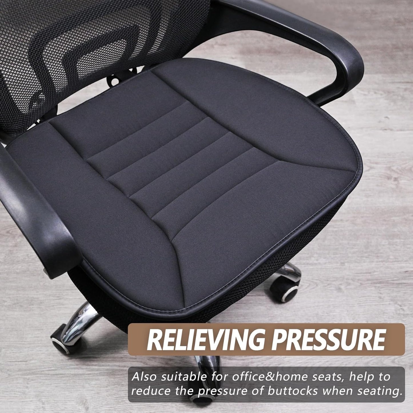 Car Seat Cushion Pad 1.2" Thick Comfort Seat Protector for Car Driver Seat Office Chair Home Use Memory Foam Seat Cushion with Non Slip Bottom, 20'' x 18.5'', Black