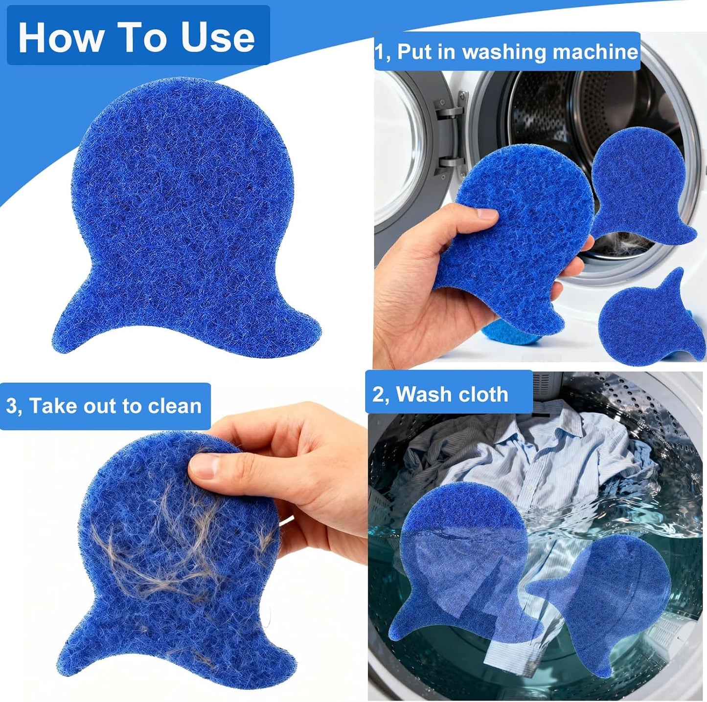 Pet Hair Remover for Laundry, 6PCS Reusable Dog & Cat Hair Remover Tool | Removes Pet Fur, Hair, Lint, Dander From Clothes &Washing Machine.