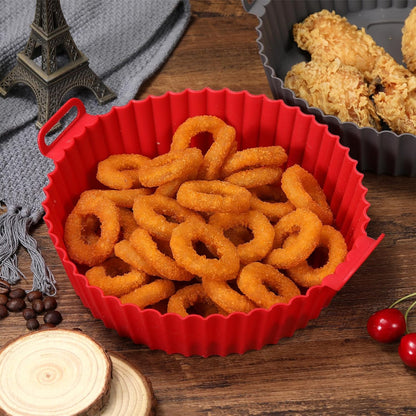 2Pcs Air Fryer Silicone Liners Fit 3-5QT Air fryer, Reusable Food Grade Silicone Air fryer Liners Baking Tray Basket Accessories(Round, 6.5 Inch)