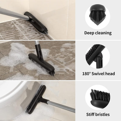 MR.SIGA Heavy Duty Grout Scrub Brush with Long Handle | Shower Floor Scrubber for Cleaning, Tile Scrub Brush with Stiff Bristles