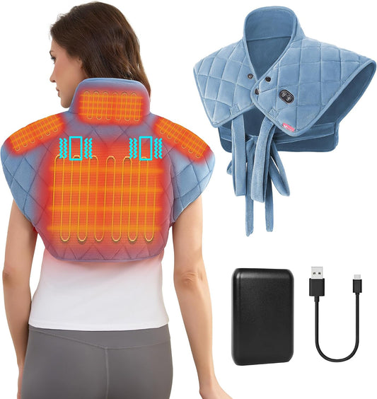 Vofuoti Portable Heating Pad for Neck and Shoulders with Massager 12V