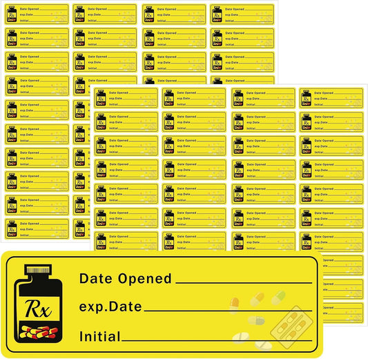 1000 pcs Date Opened Date Expired Stickers 1.5 x 0.5 inch Medication Instruction Pharmacy Expiration Date Drugstore Label Drug Pills EXP Dates Sticker for Inventory Pills Organized
