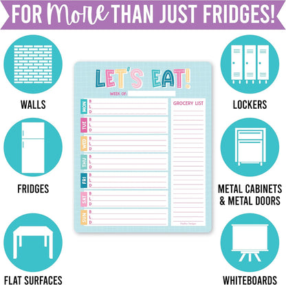 Hadley Designs Weekly Meal Planner for Fridge - Dinner Menu Board for Kitchen, Colorful Weekly Menu Board Dry Erase, Dry Erase Meal Planner for Fridge