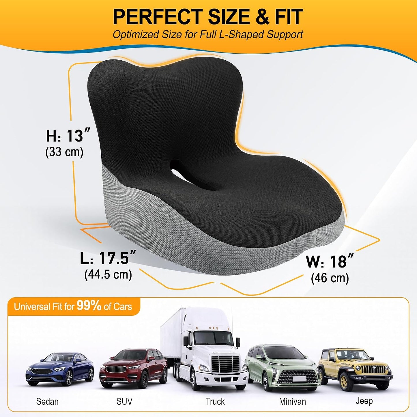 Allaboutsla Car Seat Cushion with Lumbar Support Pillow, Car Back Support | L-Shaped Ergonomic Memory Foam Seat Cushion, Car Seat Cushions for Driving, Driver Cushion and Back Support for Car, B&G