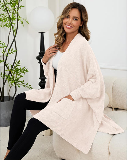 Wearable Blanket Sherpa Poncho Unique Office Work Warm Cozy Shawl TV Throw Blankets, Plush Cape Wrap for Adults