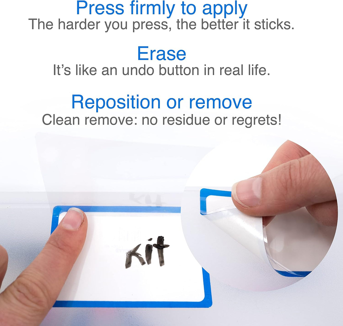 Dry Erase Labels, 2 x 3 Inch Removable, 50/Roll | Reusable Erasable Labels with Anti-Smear Protective Flaps for Bins, Containers and Shelves. Made in USA