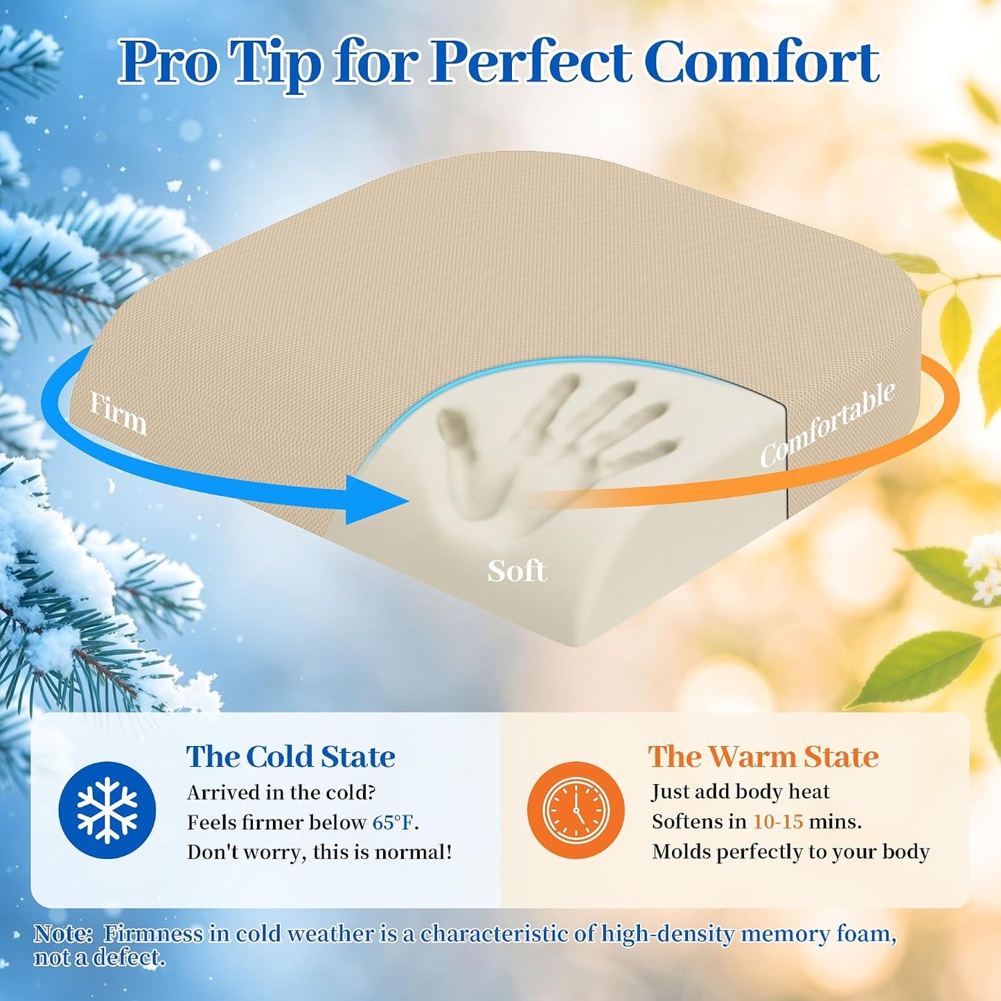 TranquilRelax Memory Foam Seat Cushion for Office Chair, 3-Inch, Black | Medium-firm Support for Long Sitting, Washable Mesh Cover, Non-slip Base, Perfect for Car Seats & Short Drivers