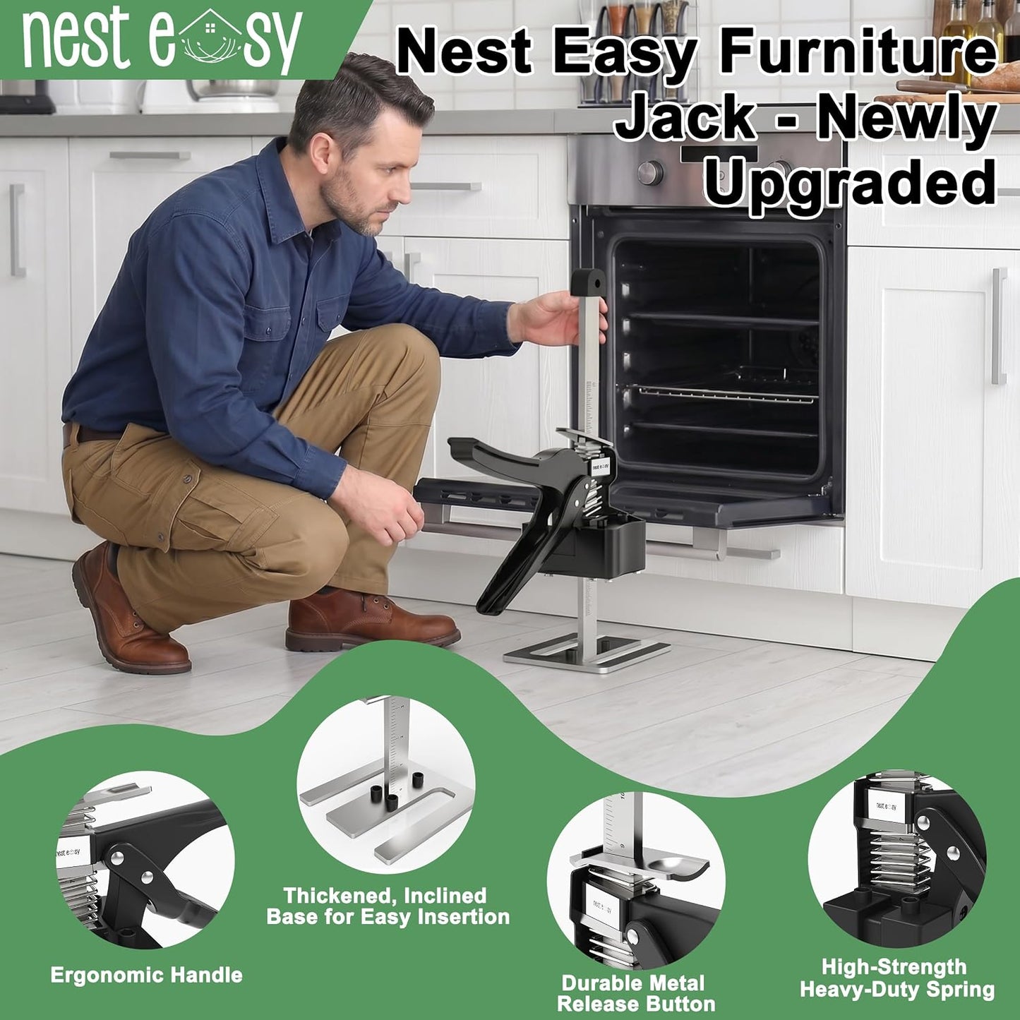 Furniture Jack 2 Pack Labor Saving Arm Jack 12IN Handle, 360 LBS Capacity | Labor-Saving Arm Jack Handle - Ideal for Cabinets, Doors, Windows & Furniture, Hand-Operated Construction Lift Solution Tools