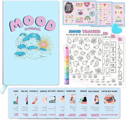 Mood Tracker Journal Set for Teen Girls & Tweens, Self Care Gift(Pink)